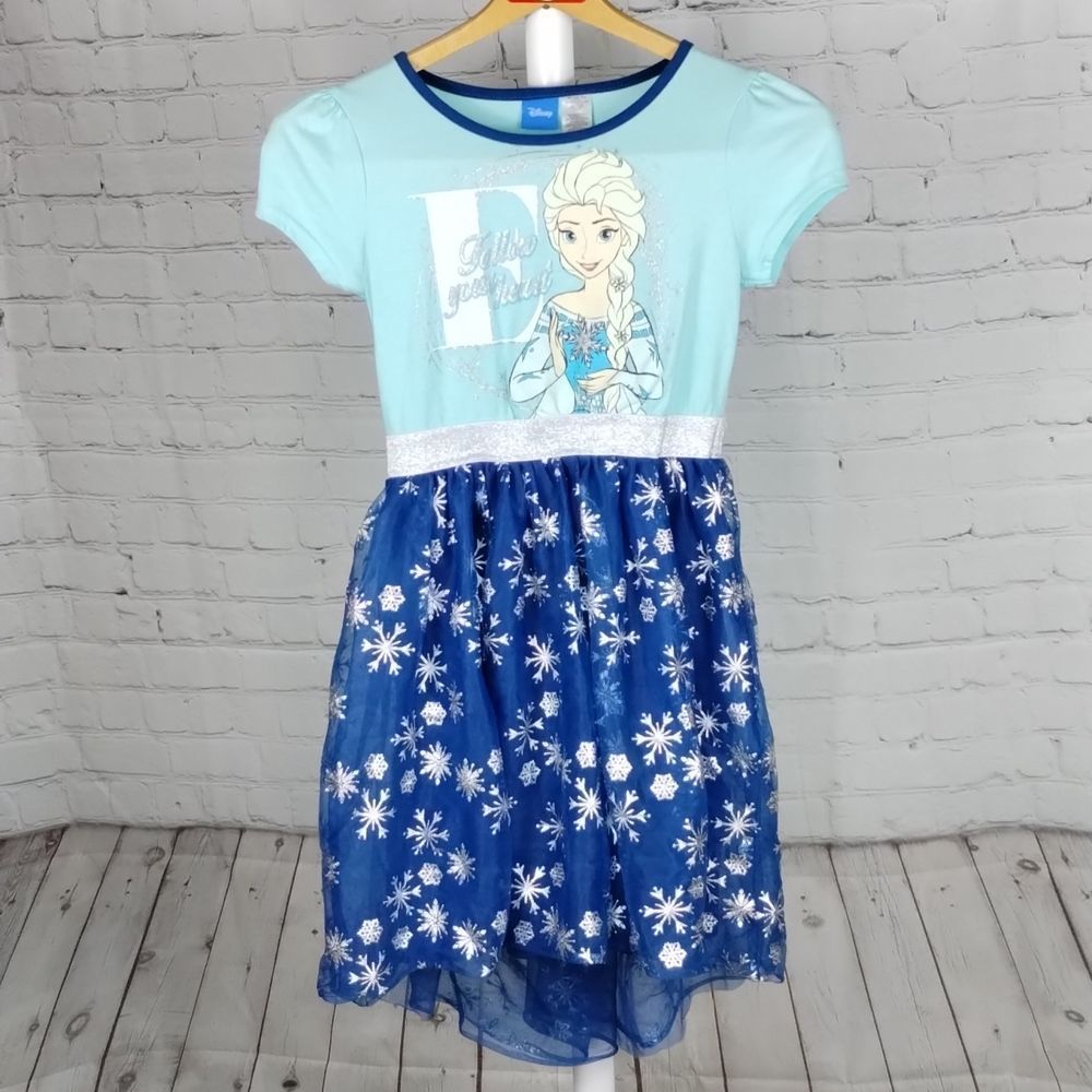 Elsa Disney Aqua Mist Metallic Dress